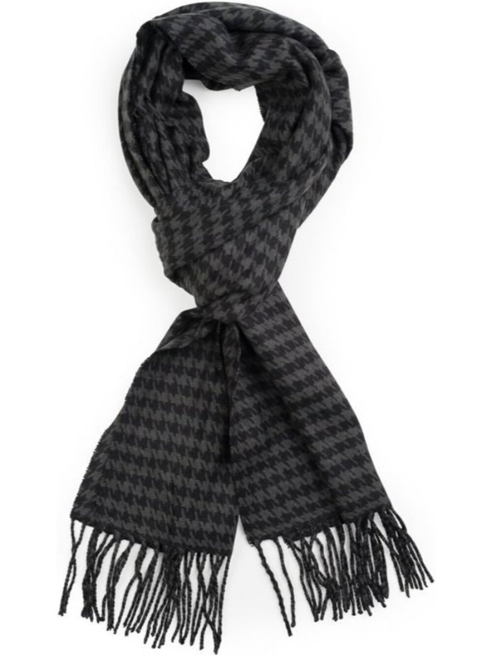 Unisex Grey Houndstooth Check Plum Feather Super Soft Luxurious Cashmere Scarf
